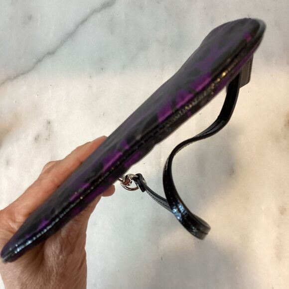 Coach Poppy Ocelot Leopard Lurex & Satin Wristlet Clutch - Picture 9 of 15